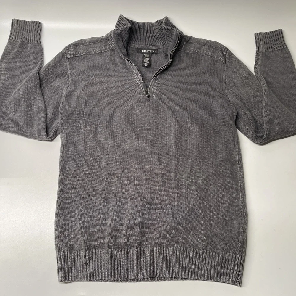 Vintage Structure Sweater 1/4 zip detailed Men's long sleeve Size Medium.